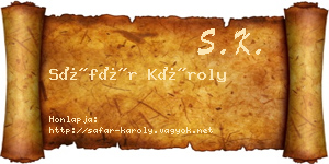 Sáfár Károly névjegykártya