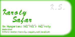 karoly safar business card